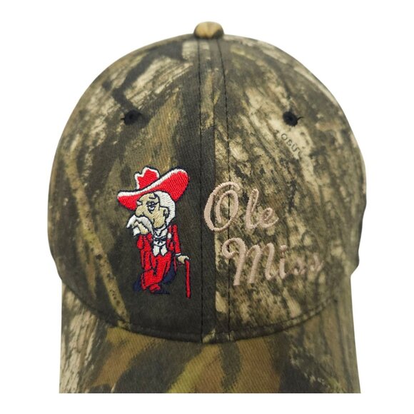 Mossy Oak Field Staff Ole Miss Rebels Camo Strapback Cap Trucker Baseball Hat - Picture 7 of 15